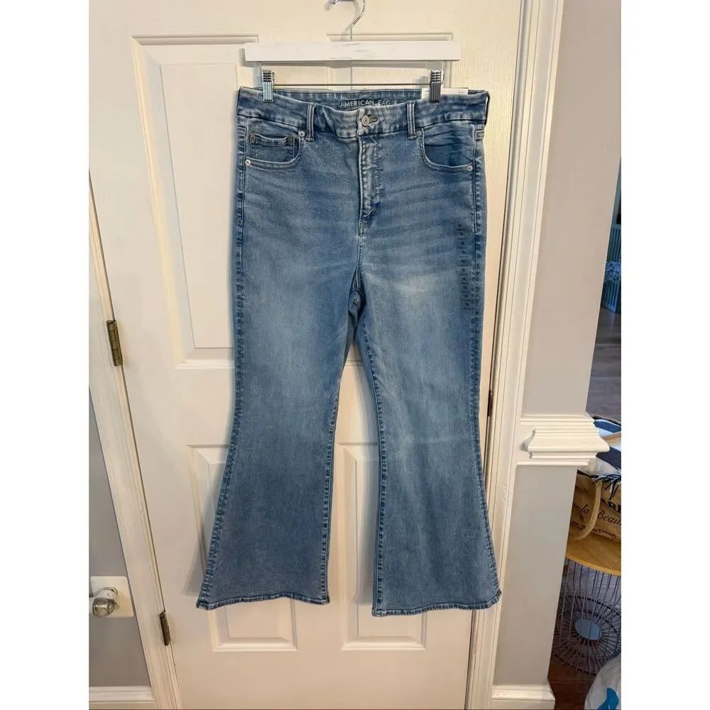 American Eagle Luxe Stretch Super High Rise Flare Jeans sz 16 NWT